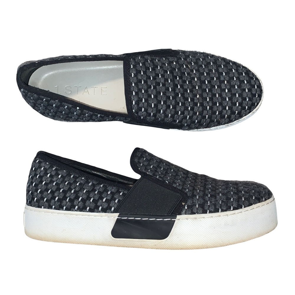 1 State Black and Gray Slip On platform Sneakers Sz8 cute flatform tennis shoes